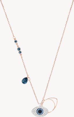 Swarovski Symbolica Evil Eye Blue White Crystal Rose Gold Necklace 5172560