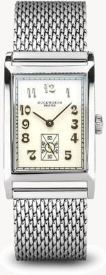 Duckworth Prestex Centenary (24 mm) cremefarbenes Zifferblatt / Stahlgeflechtarmband D803-06-ST