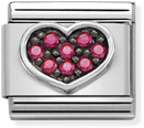Nomination Classic Fuchsia Heart Oxidised Sterling Silver & Steel Charm 330323/06
