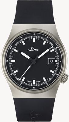 Sinn Relógio automático 544 (38,5mm) mostrador preto fosco / pulseira de silicone preta 544.010 SILICONE