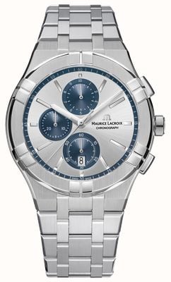 Maurice Lacroix Aikon Quarz-Chronograph (42 mm) graues Sunray-Zifferblatt / Edelstahlarmband AI1118-SS002-230-1