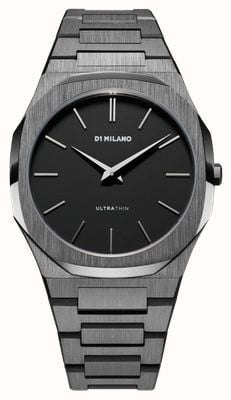 D1 Milano 超薄型リガン（40mm）マットブラック文字盤 / ガンメタルPVDステンレススチールブレスレット UTBJ41