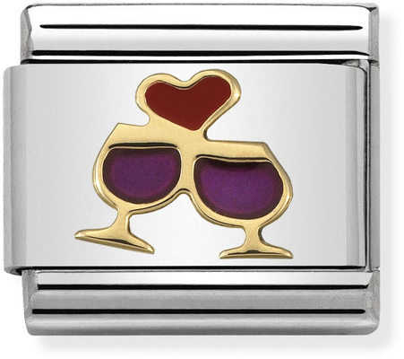Nomination Classic Glasses With Heart 18ct Gold & Steel Enamel Charm 030283/08