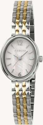 Radley Montre à quartz ovale à trois aiguilles (21,5 mm), cadran en nacre, bracelet bicolore en acier inoxydable RY4693