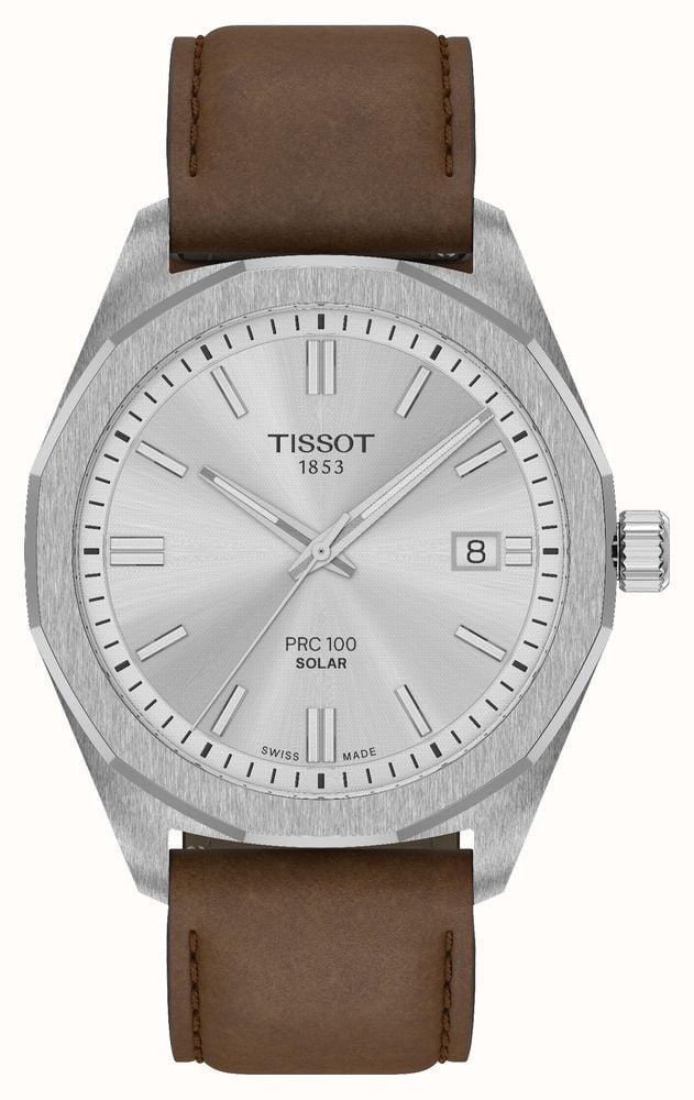 Tissot PRC 100 Solar Quartz (39mm) Silver Dial / Brown