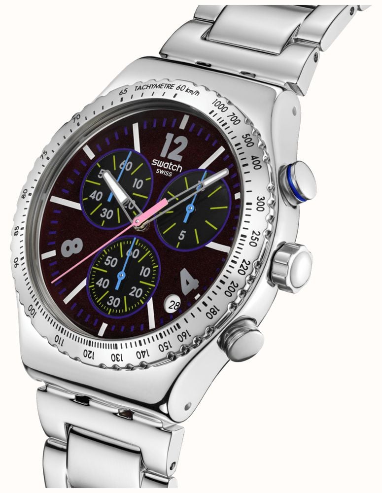 Swatch PURPLE GLOW (43mm) Purple Colour Shift Dial / Stainless