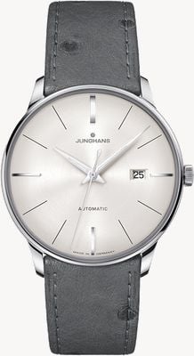 Junghans Meister automatique (40,4 mm) cadran gris / bracelet cuir d'autruche gris 27/4416.02