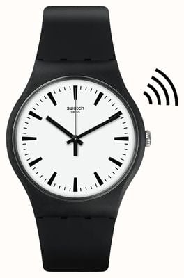 Swatch Blackback-Zahlung! Unisex-Uhr mit weißem Zifferblatt SVIB105-5300