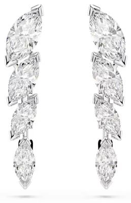 Swarovski Mesmera earrings, Marquise cut, White, Rhodium plated 5748007
