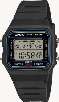 Casio Klassische f-b100w Digital-Schrittzähler (38,1 mm) Digitalanzeige / schwarzes Bio-Harz-Armband F-B100W-1AEF