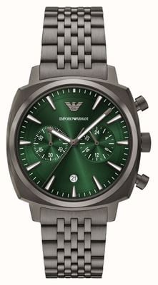 Emporio Armani Quarz-Chronograph (40 mm) grünes Zifferblatt / Gunmetal PVD-Edelstahlarmband AR11689