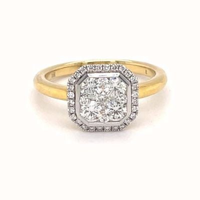 18ct Yellow Gold Diamond Cluster Ring 0.70ct DNR0990