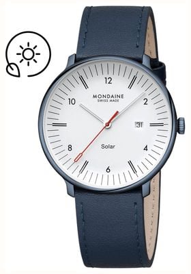 Mondaine Doppio Solar (41mm) Matte White Dial / Black Vegan Grape