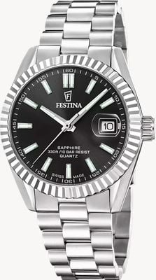 Festina Swiss Made Classic Quartz (40mm) Black Dial / Stainless Steel Bracelet F20084/D