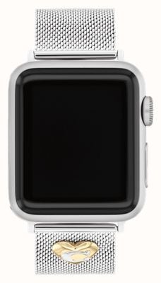 Coach Damen-Apple-Watch-Armband (38/40/41 mm) aus Edelstahlgeflecht mit Herzanhänger 14700239