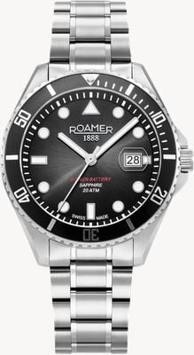 Roamer Pro Diver 200 Power-Batterie (43 mm) schwarzes Zifferblatt / Edelstahlarmband 969845 41 85 20