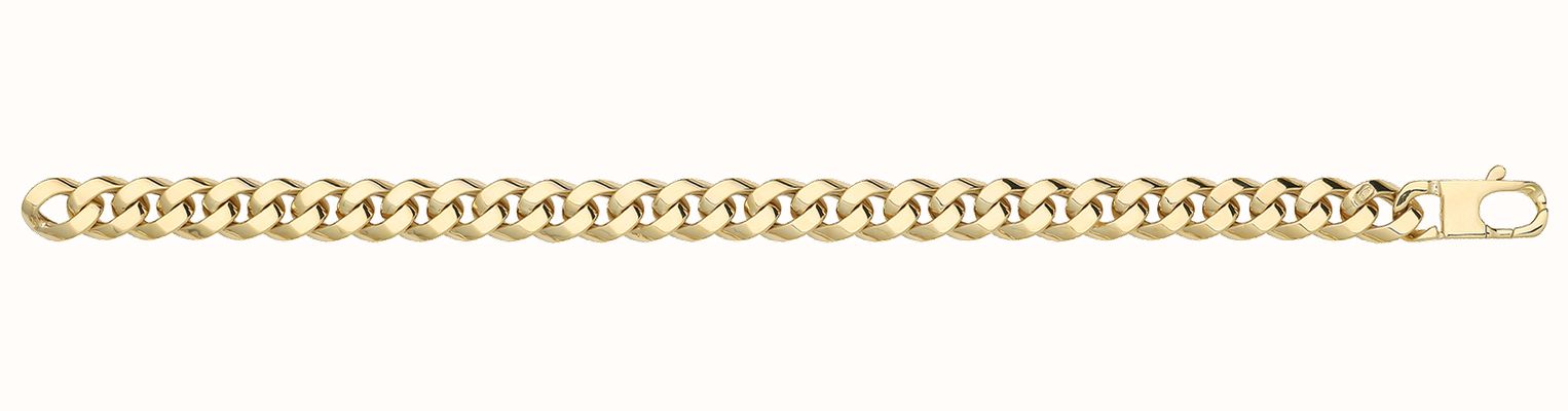 James Moore TH 9ct Yellow Gold Hollow Curb Bracelet BR683