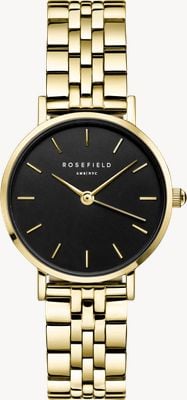 Rosefield Small Edit (26mm) Black Dial / Gold-Plated Stainless Steel Bracelet 26BSG-268