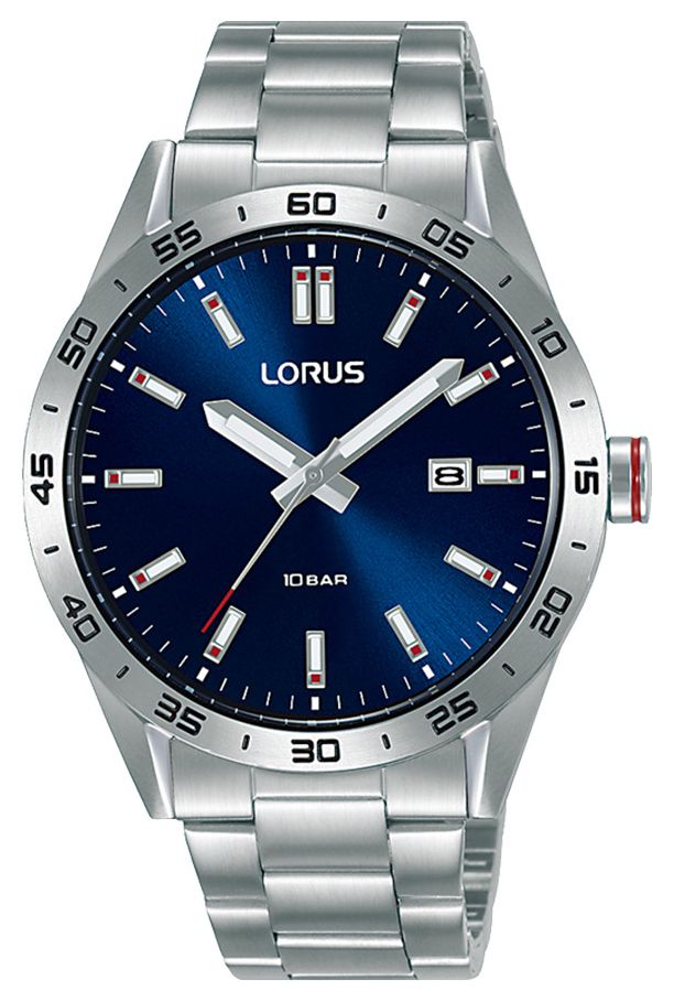 Lorus Quartz sport 100m (40mm) cadran soleillÃ© bleu / acier montre