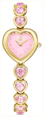 Swarovski Idyllia hart (22 mm) roze wijzerplaat met zonnestraalmotief / verguld roestvrijstalen bandje met roze kristallen 5741519