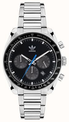 Adidas Edição um crono | mostrador preto | pulseira de aço inoxidável AOFH22006