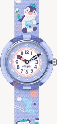 Flik Flak Montre Arty animals (31,85 mm) cadran blanc et violet / bracelet violet à motifs animaux FBNP246