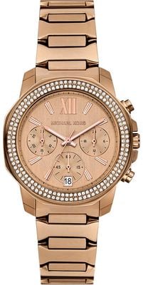 Michael Kors Prescott Ladies Rose Gold Tone chronograph with crystals MK7682