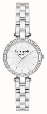 Kate Spade Mostrador branco Holland (28 mm) / pulseira em aço inoxidável KSW1728