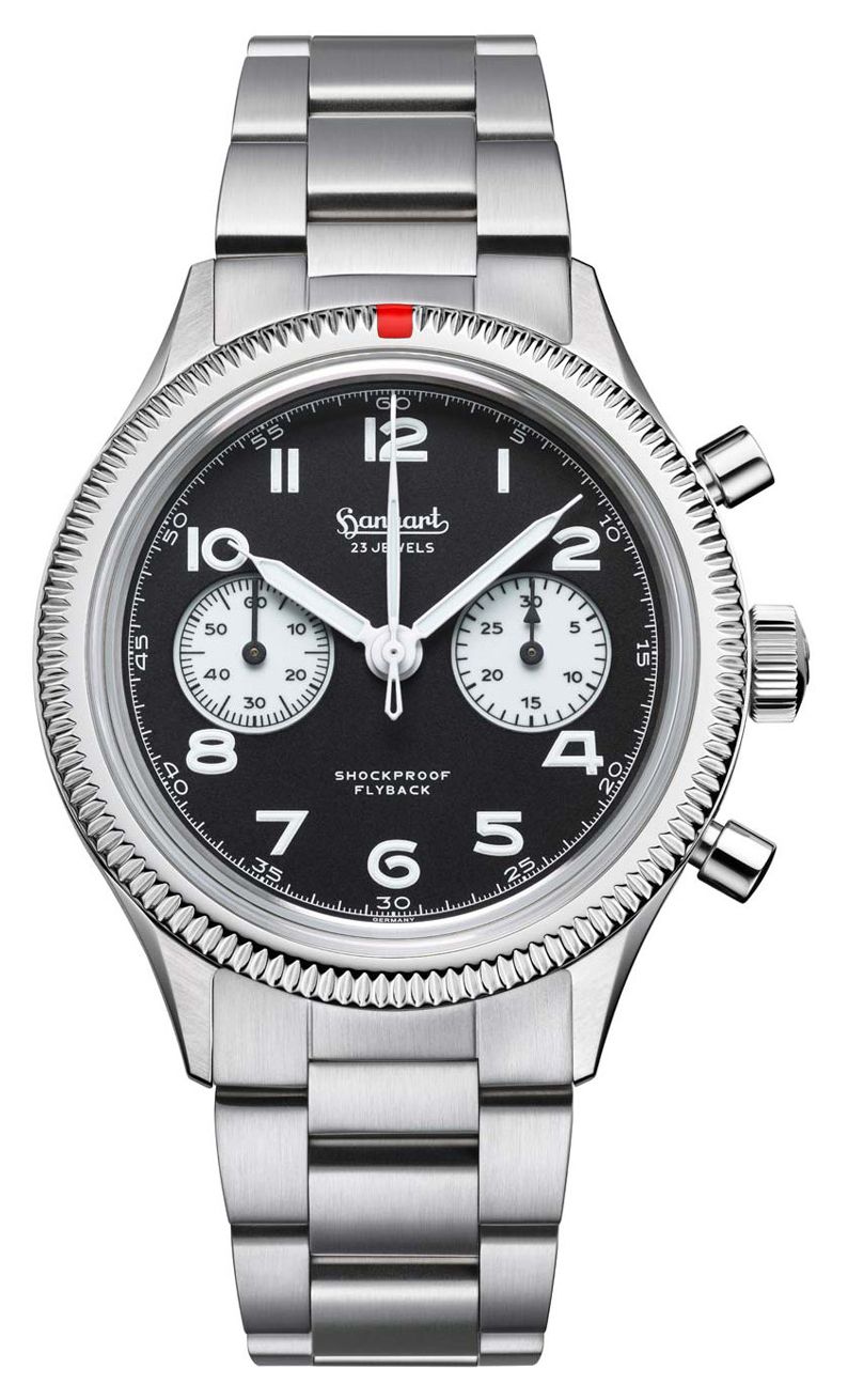 Hanhart 417 es flyback reverse panda (42 mm) cadran noir / montre