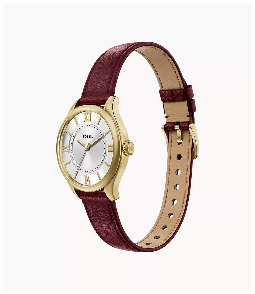 Fossil Gilmore 28 mm Three-Hand Red Leather Fossil Watch ES5510 - alternate view 3