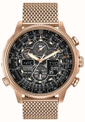 Citizen Navihawk Radio Controlled A-T Rose Gold PVD Plated Eco-Drive Radio JY8033-51E