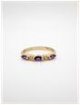 James Moore & Co .02ct Natural Diamond & 3 Amethyst Stones 9ct Yellow Gold Band Ring SM**