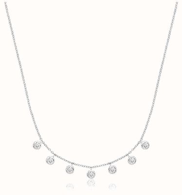 James Moore TH Silver Rhodium Plated Cz Necklet G3437