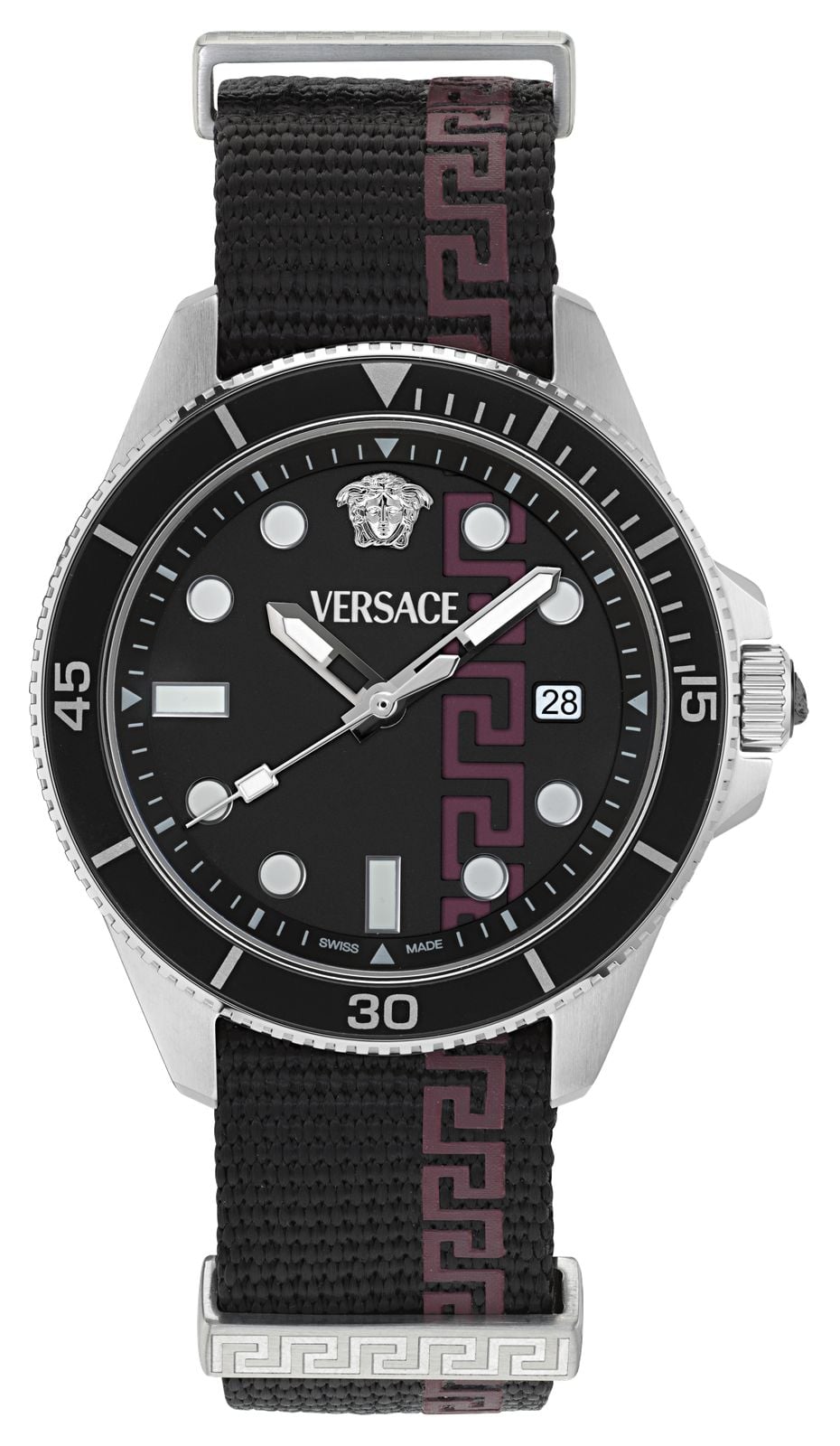 Versace GRECA FORCE Quartz 42mm Black Dial  Black NATO Watch