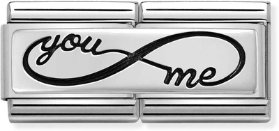 Nomination Classic DOUBLE ENGRAVED Steel And Silver Sterling Silver CUSTOM You INFINITE Me Charm 330710/43