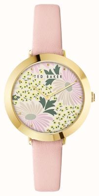 Ted Baker Женские часы ammy с цветочным циферблатом и розовым кожаным ремешком BKPAMS304