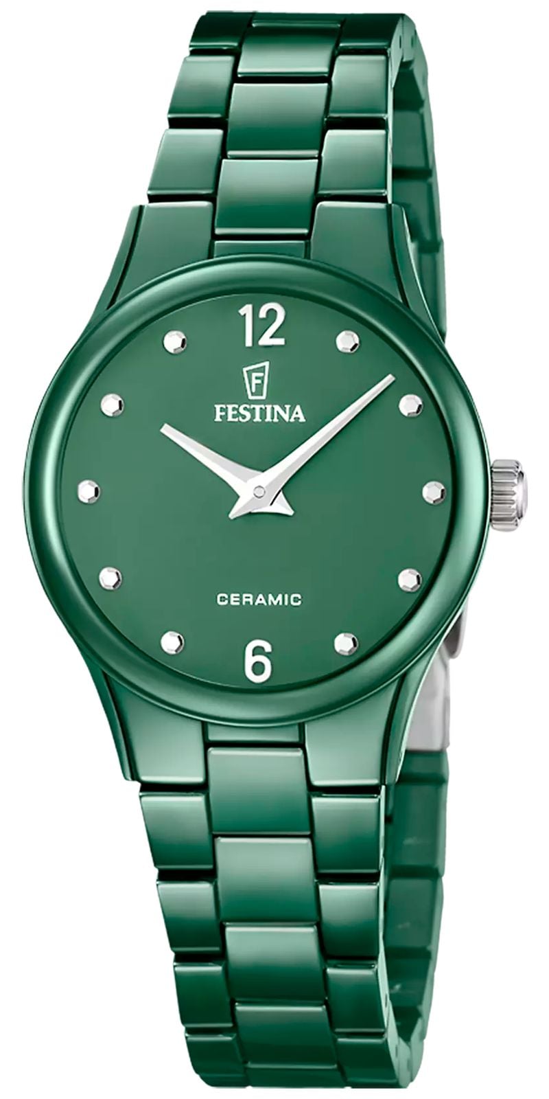 Festina Ceramic Quartz 305mm Green Dial  Green Ceramic Watch