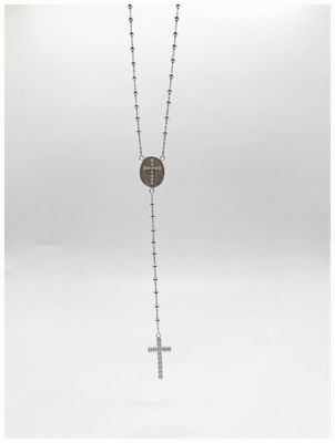 James Moore & Co Silver Rhodium plated rosary Bead Necklace J63175