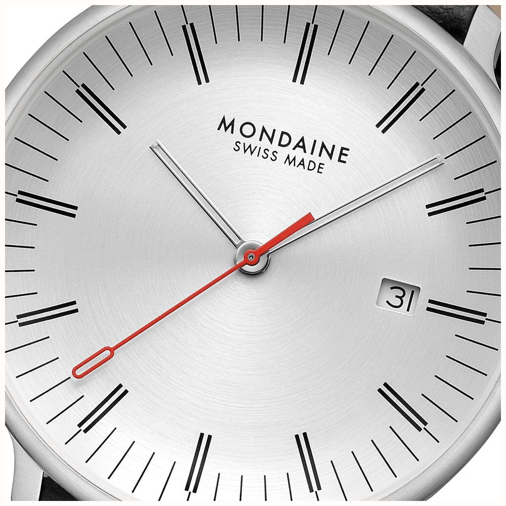 Mondaine Doppio Solar (41mm) Matte White Dial / Black Vegan Grape