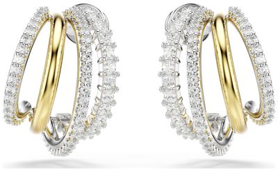 Swarovski Hyperbola Hoop Earrings White Crystals Mixed Metals 5689718