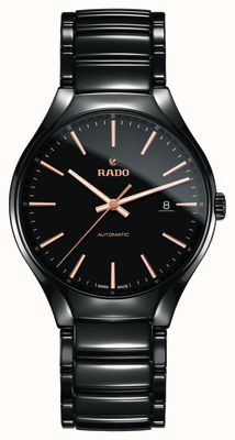 RADO Cadran noir véritablement rond automatique (40 mm) / bracelet en céramique high-tech R27056162