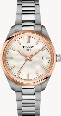 Tissot Pr 100（34毫米）白色珍珠贝母表盘/不锈钢表带 T1502102111100