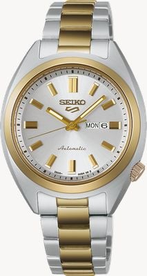 Seiko 5 Sports ‘hebitama’ SNXS 自动腕表（32毫米）银色表盘/双色不锈钢表带 SRE024K1