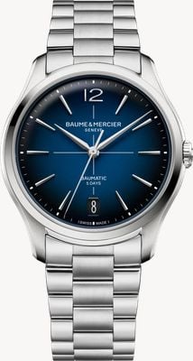 Baume & Mercier Clifton Baumatic (39 mm) horloge met verloopblauw gelakt cadran / roestvrijstalen armband 10792