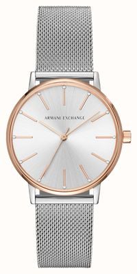 Armani Exchange Damen | silbernes Zifferblatt | Mesh-Armband aus Edelstahl AX5537
