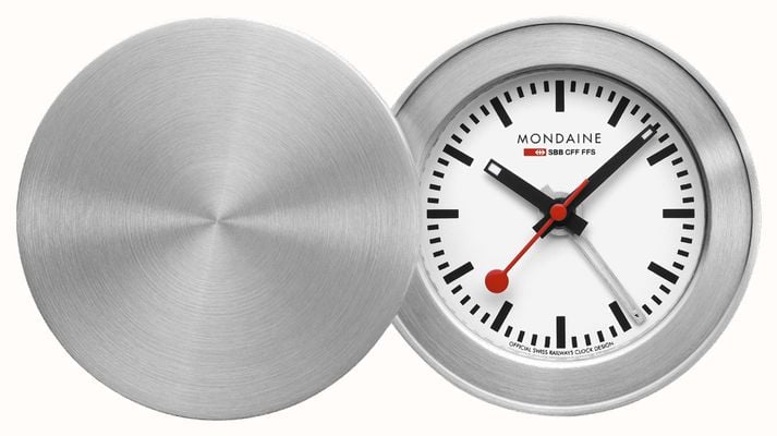 Mondaine Réveil de voyage (50 mm), cadran blanc, boîtier en aluminium MSM.64411