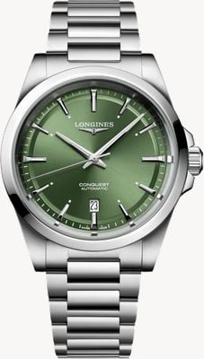 LONGINES Conquest automatische (41 mm) zonnestraalgroene wijzerplaat / roestvrijstalen armband L38304026