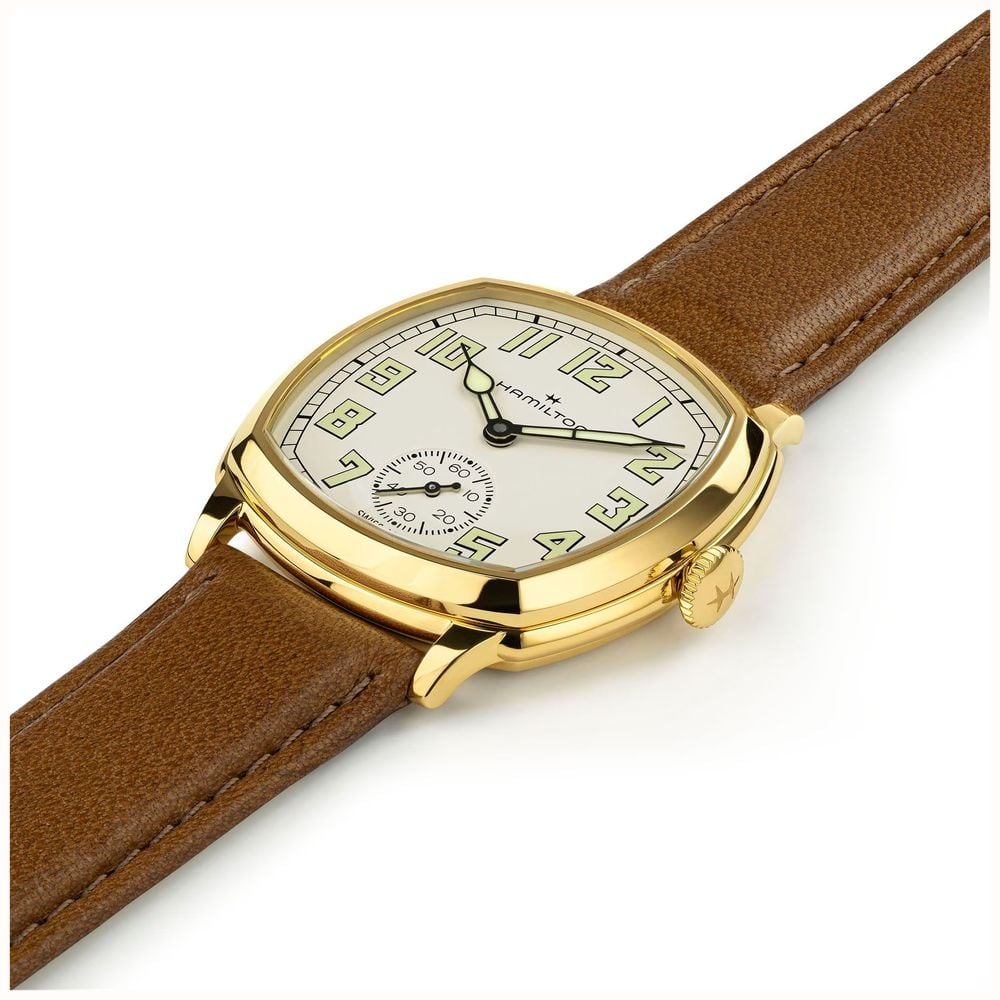 Hamilton American Classic Cushion Mechanical (30mm) Sandblasted Beige Dial / Brown Leather Strap Watch H36139520 - alternative Ansicht 4