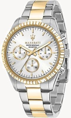 Maserati Men's Competizione | Silver Chronograph Dial | Two Tone Stainless Steel Bracelet R8853100021