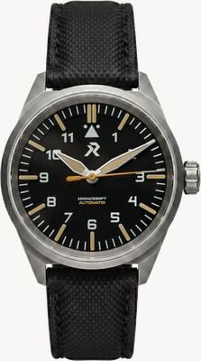 RZE Resolute Type A Automatic (39.5mm) Carbon Black Dial / Black TecTuff Leather Strap Watch RES-TYPEA-CB